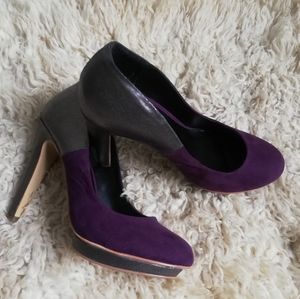 2 color Heels silver/purple by Never 2 Hot, Sz.9